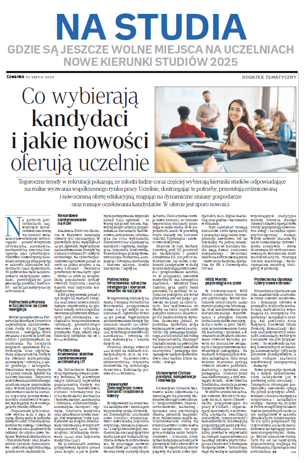 Na studia. Gdzie są jeszcze wolne miejsca na uczelniach. Nowe kierunki studiów 2025